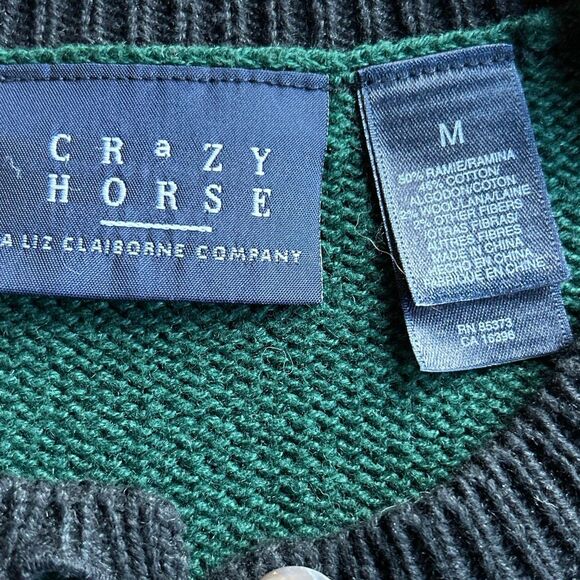 Crazy Horse Liz Claiborne Christmas Vest Medium Green with red accents - Picture 2 of 9